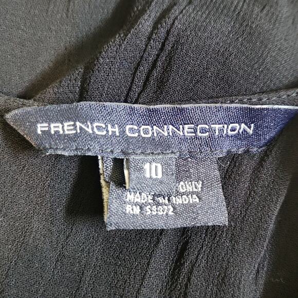 French Connection Women's Black Floral Embroidered Midi Sleeveless Dress Size 10 - Picture 9 of 11